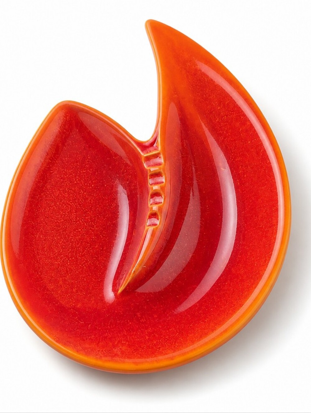 Red-Orange Ceramic Retro Ashtray Dish